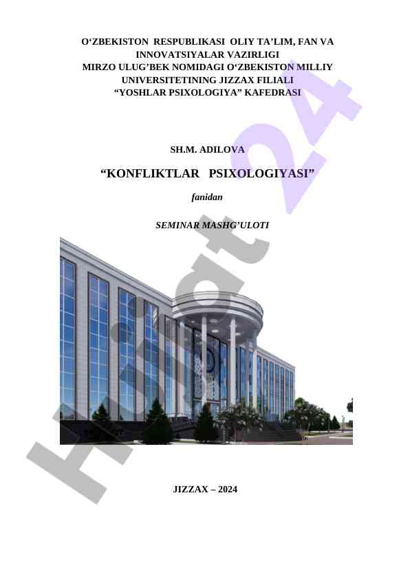 Konfliktlar psixologiyasi seminari uchun materiallar