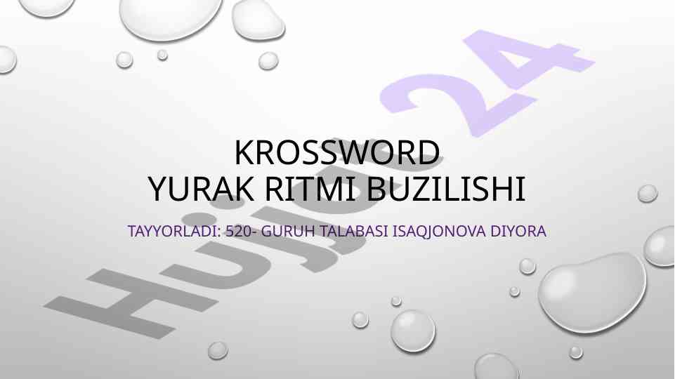 Yurak ritmi buzilishi haqida krossvord