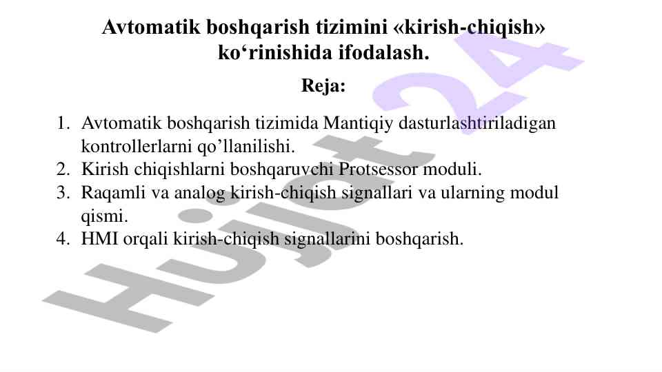 Avtomatik boshqarish tizimlari va protsessor modullari