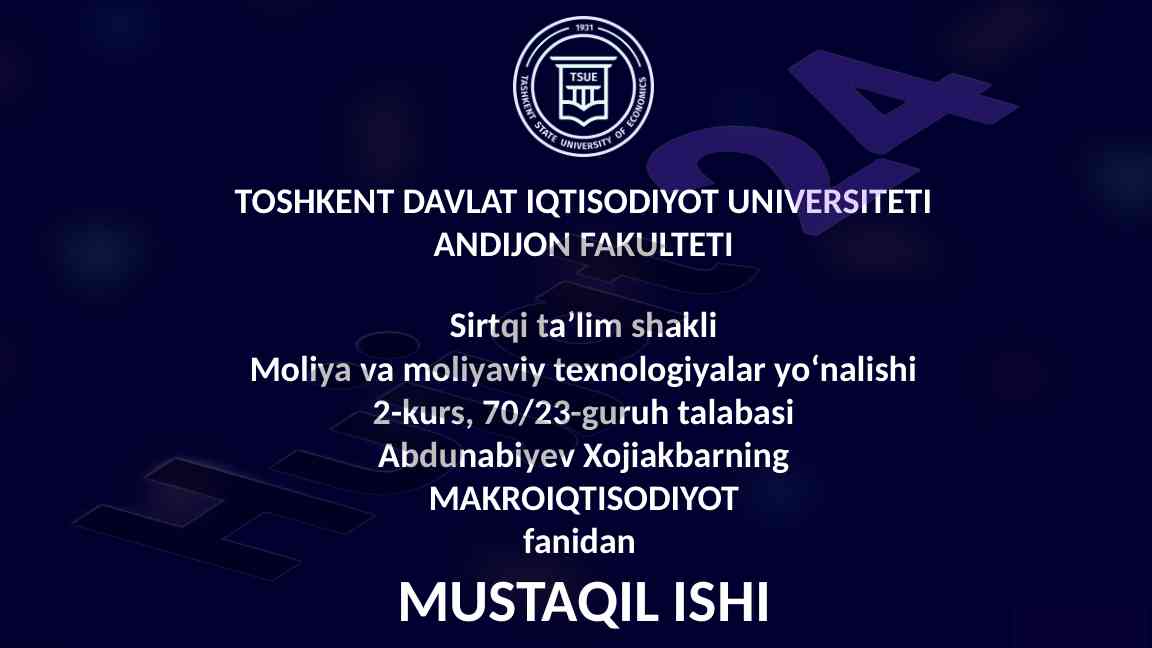 Asosiy makroiqtisodiy ko'rsatkichlar muhim o'lchovlar