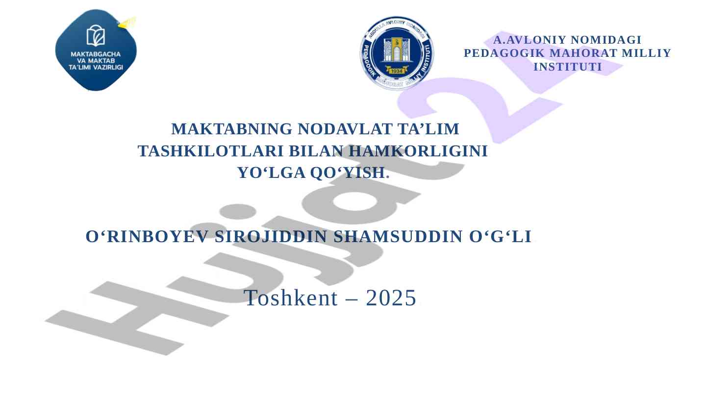 Maktab va nodavlat ta'lim tashkilotlari hamkorligi