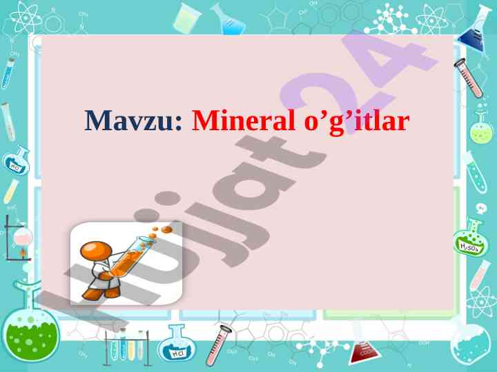 Mineral o’g’itlar darsining maqsadlari