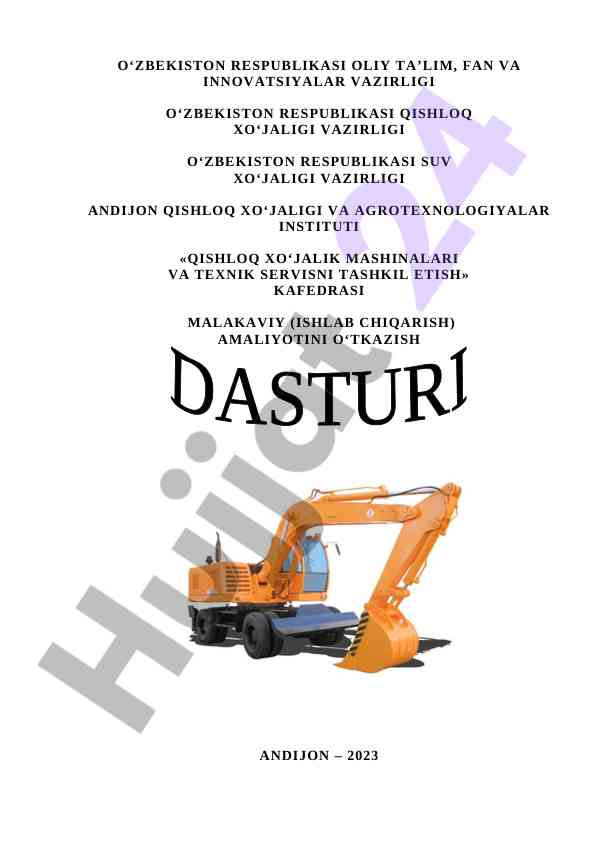 Melioratsiya texnikalari bo‘yicha o‘quv dasturi