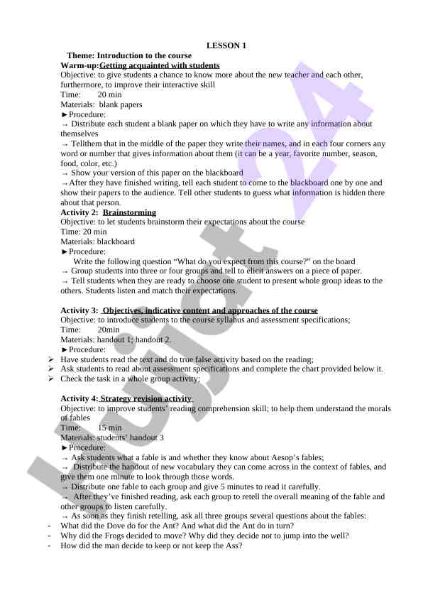 Introduction to the course interactive activities
