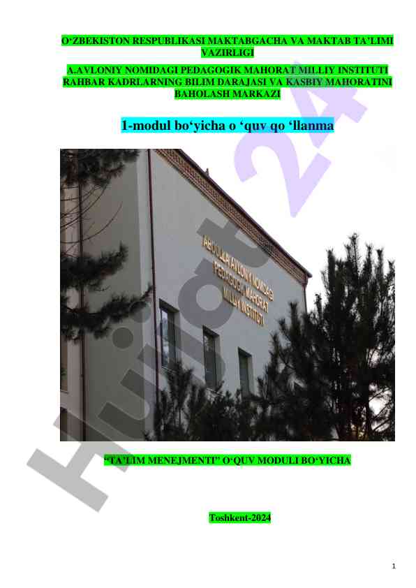 Ta’lim menejmenti o‘quv modulida boshqarish asoslari