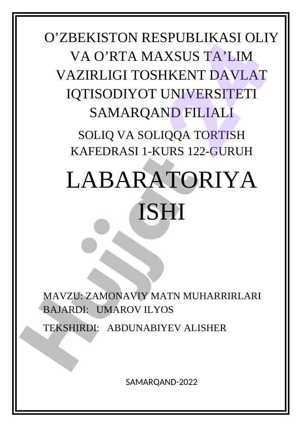 Zamonaviy matn muharrirlari laboratoriya islari