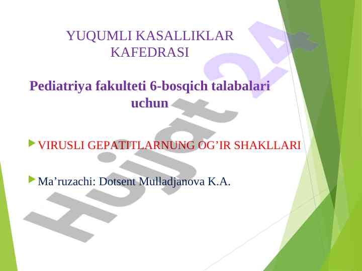 Virusli gepatitlarning og'ir shakllari tahlili
