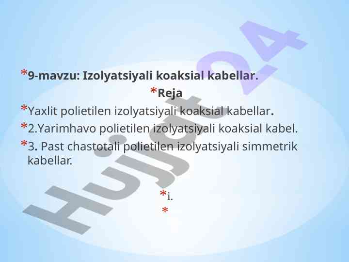 Izolyatsiyali koaksial kabellar haqida tadqiqot