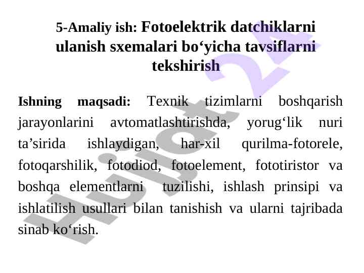 Fotoelektrik datchiklar va ularning ishlash prinsipi