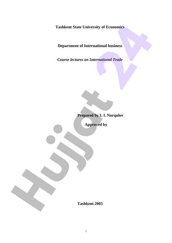 Course lectures on international trade