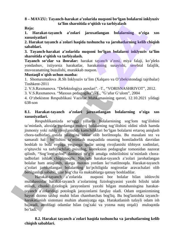 Harakat-tayanch a’zolarida nuqsoni bo‘lgan bolalar
