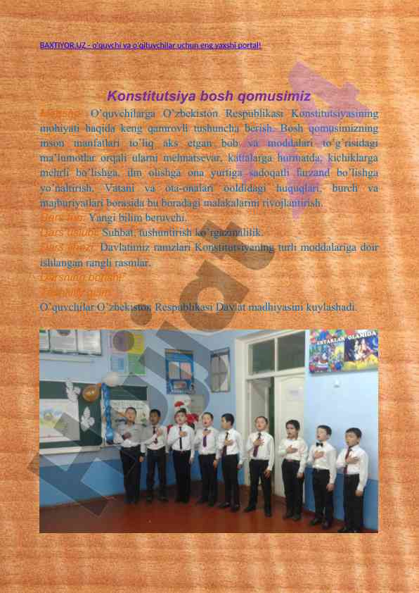 O‘zbekiston respublikasi konstitutsiyasi tushunchasi