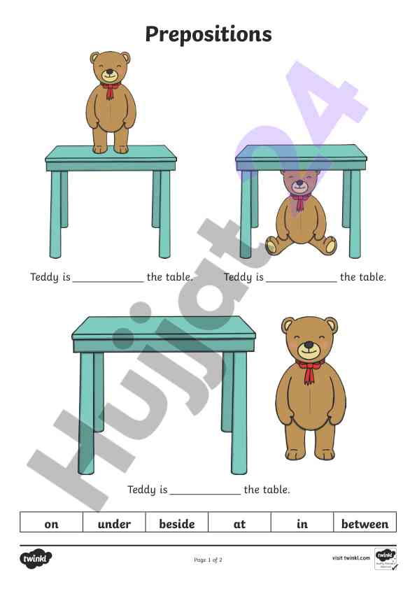 Prepositions teaching materials for language learners