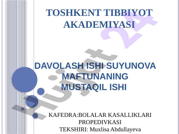 Yurak sistemi va qon aylanishi bo‘yicha mustaqil ish