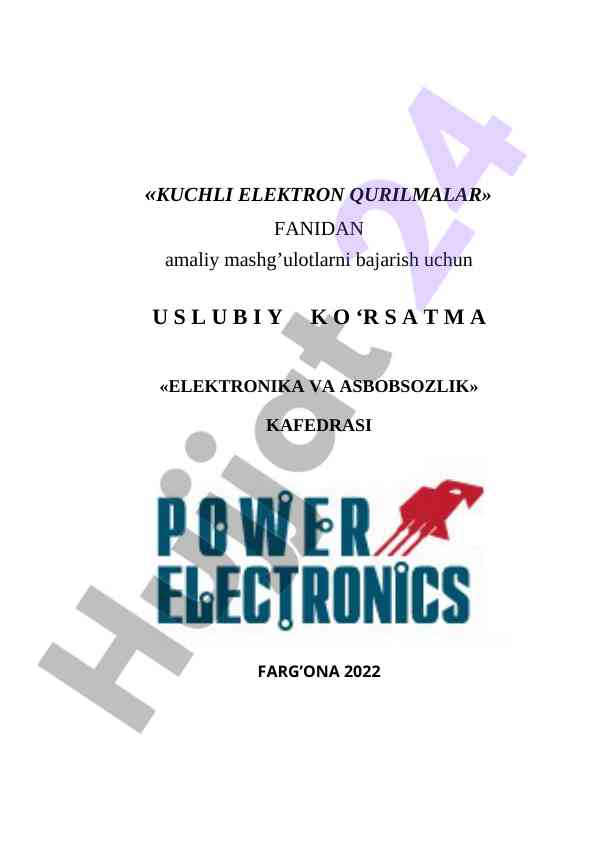 Amaliy mashg‘ulotlar uslubiy ko‘rsatma elektronika