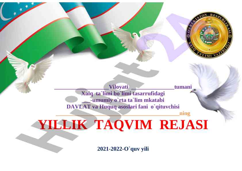 Yillik taqvim rejasi davlat va huquq asoslari