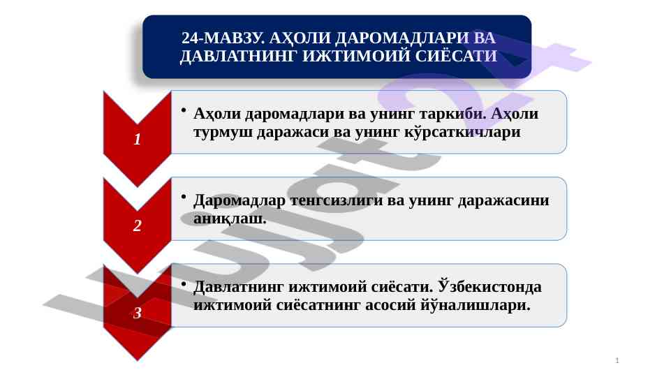 Aholi daromadlari va turmush darajasi o'zgarishlari