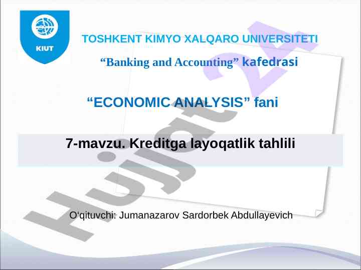 Kreditga layoqatlik tahlilining o‘qitilishi