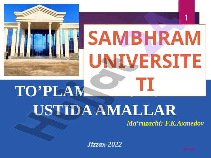 To‘plamlar va ular ustida amallar