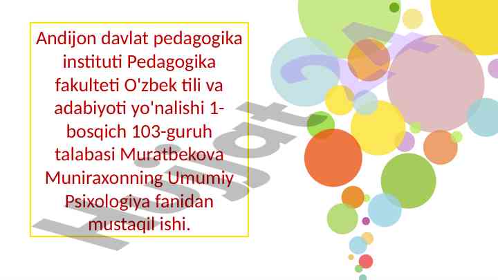 Maktabgacha yoshda psixik rivojlanish xususiyatlari