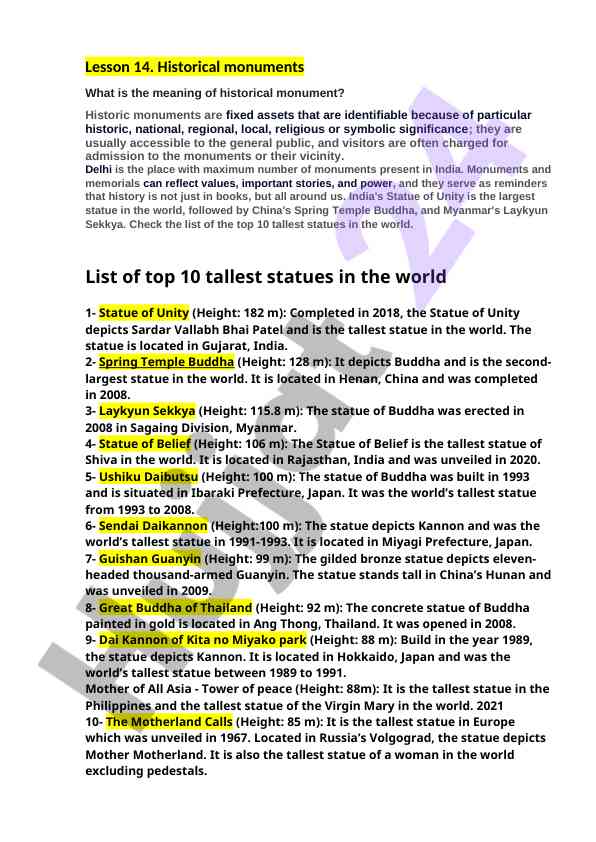 Historical monuments and their significance