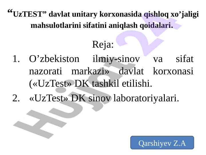 Sifat nazorati va sinov laboratoriyalari rivoji