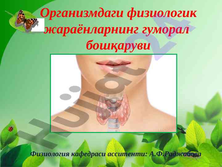 Gumoral boshqaruv va fiziologik jarayonlar