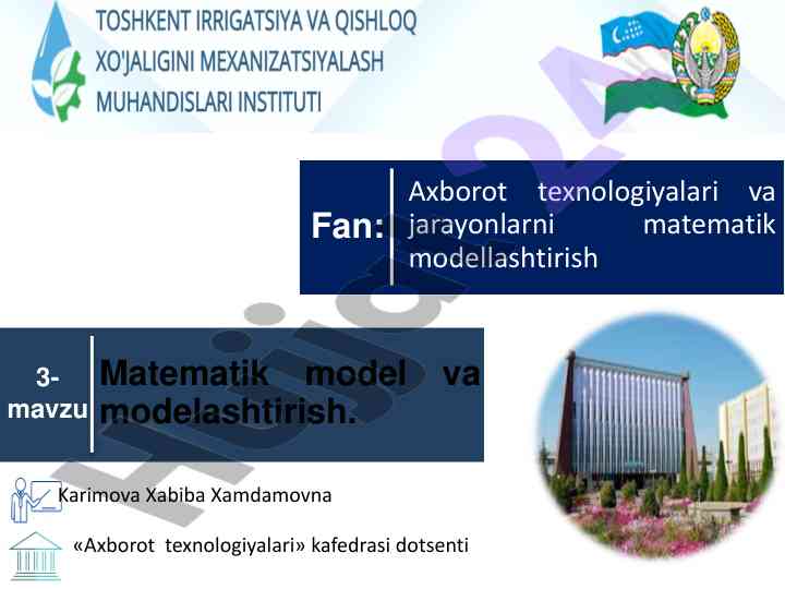 Matematik modellashtirish va axborot texnologiyalari