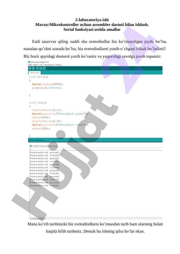 Mikrokontroller bilan assembler dasturi ishlash