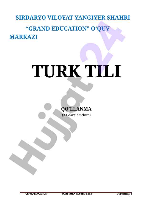 Turk tili salomlashish va tanishish qo‘llanmasi