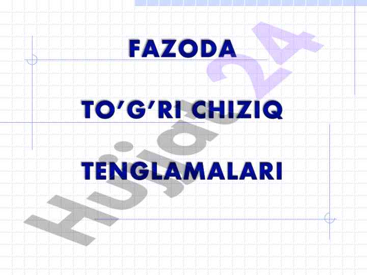 To’g’ri chiziqning parametrik tenglamasi
