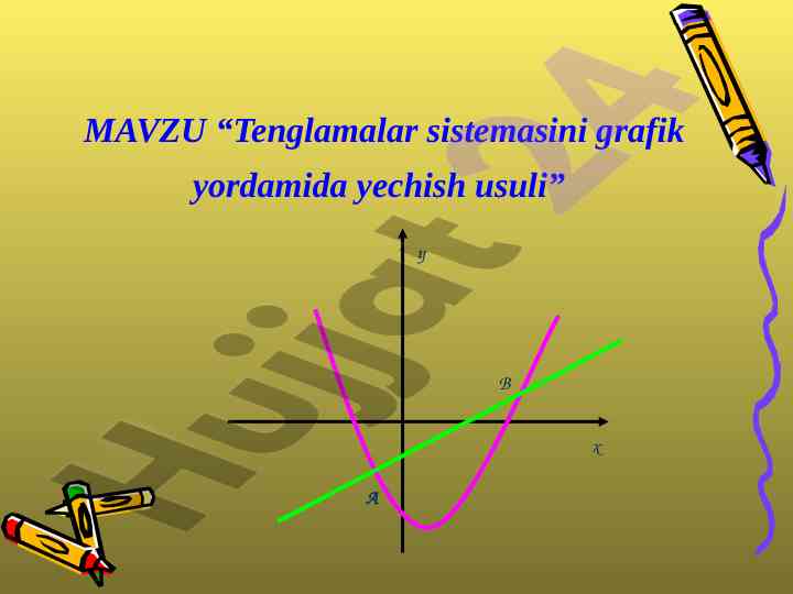 Tenglamalar sistemasini grafik yordamida yechish usuli