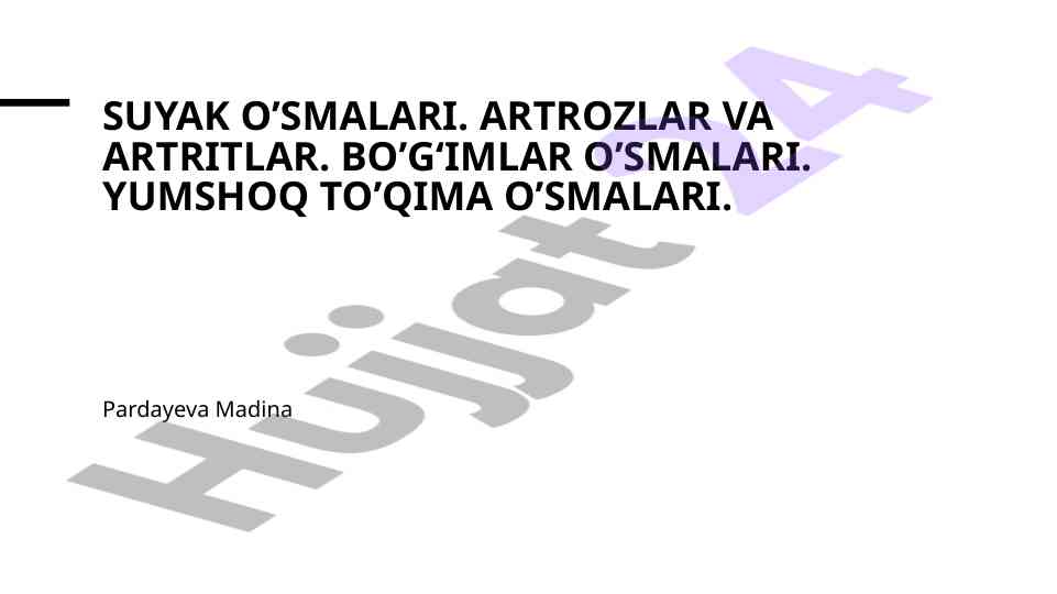 Suyak va bo'g'imlar o'smalari turlari va ularning tahlili