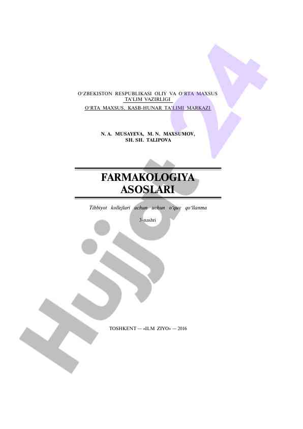 Farmakologiya asoslari o‘quv qo‘llanma 3-nashri