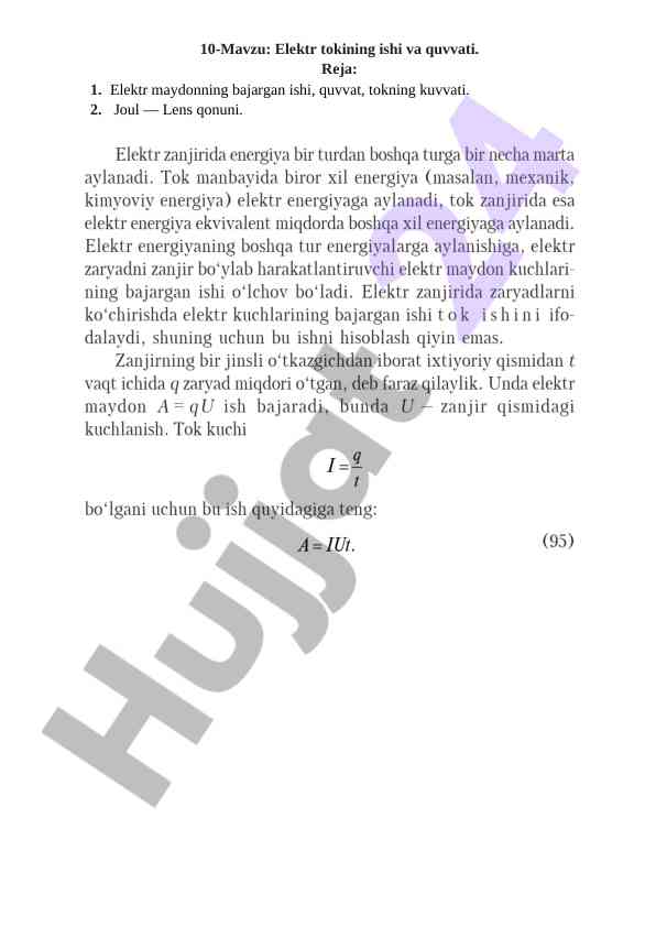 Elektr tokining ishi va quvvati haqida
