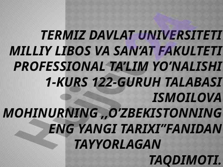 Mustaqil o’zbekistonning tashkil topishi va tarixi