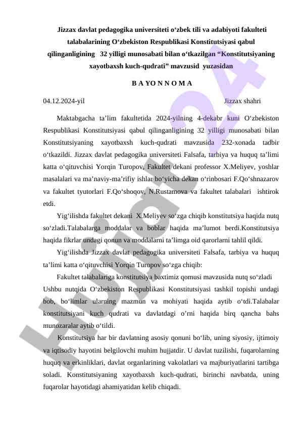 Konstitutsiyaning xayotbaxsh kuch-qudrati