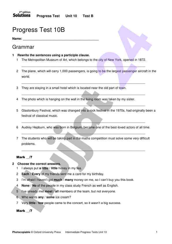 Progress test unit 10 grammar exercises