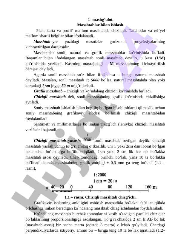 Masshtablar bilan ishlash usullari