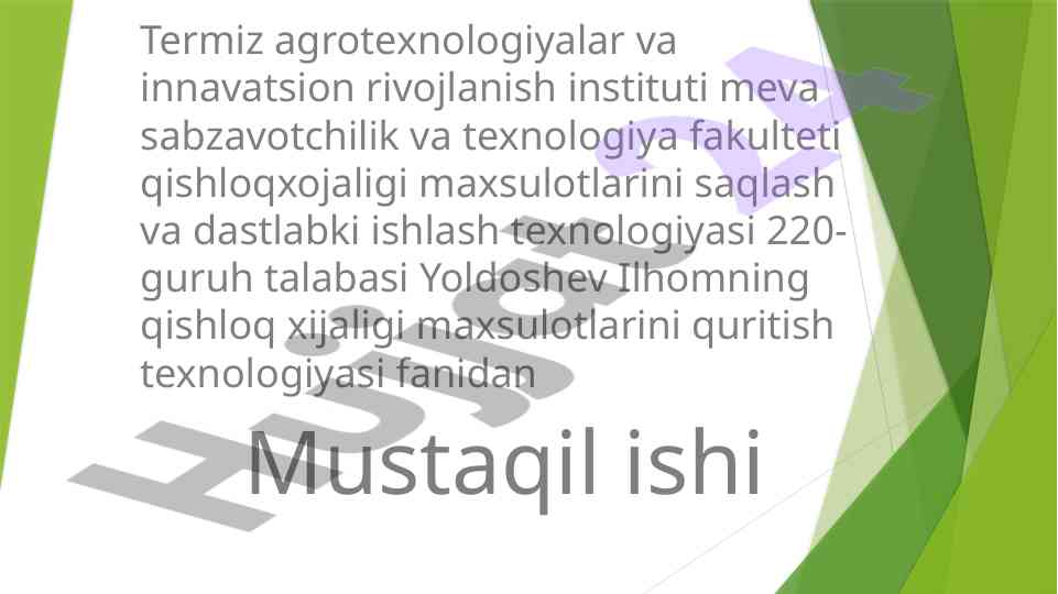 Piyoz va sarimsoq quritish texnologiyasi tadqiqoti