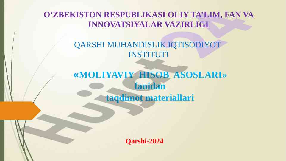 Moliya hisob asoslari taqdimot materiallari