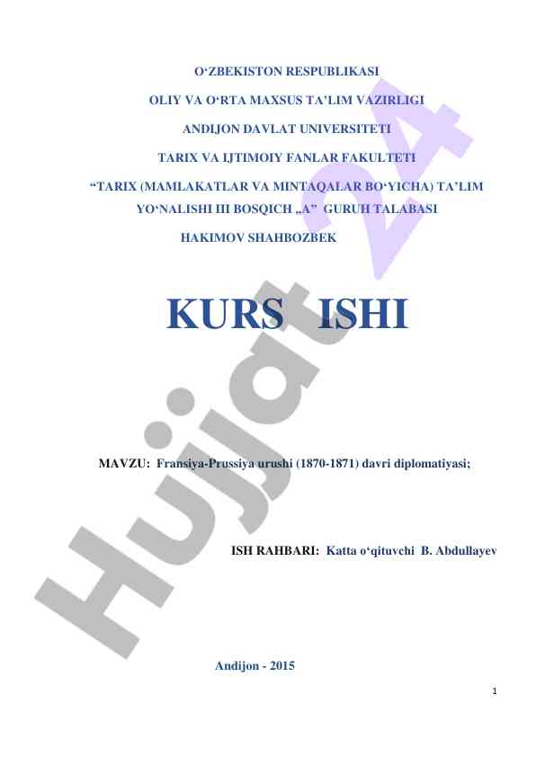 Fransiya-prussiya urushi diplomatiyasi asoslari