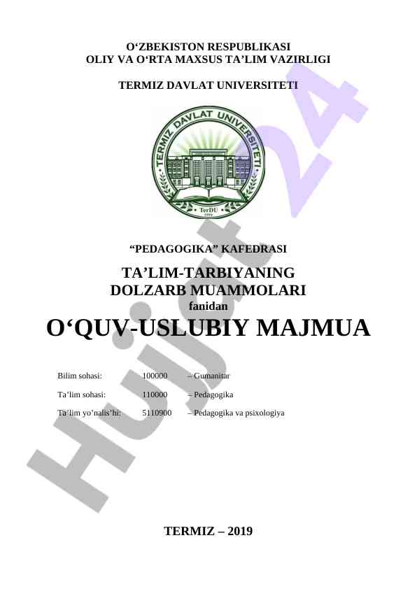 Ta’lim-tarbiya dolzarb muammolari uslubiy majmua