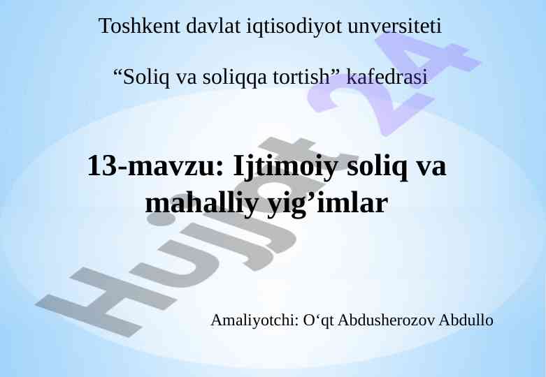Ijtimoiy soliq va mahalliy yig‘imlar tahlili