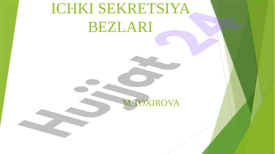 Ichki sekretsiya bezlari tahlili va tavsiyalari