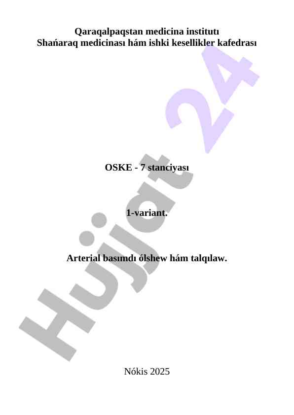 Arterial basımdı ólshew hám talqılaw araştırması