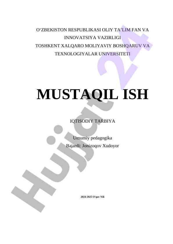 Iqtisodiy tarbiya va moliyaviy savodxonlik usullari