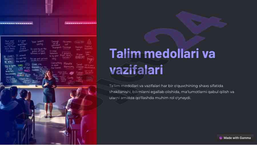 Talim medollari va vazifalari bo'yicha o‘quv qo‘llanma