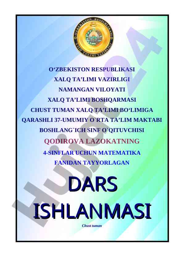 Matematikadan dars ishlanmasi nollar bilan tugaydigan sonlar