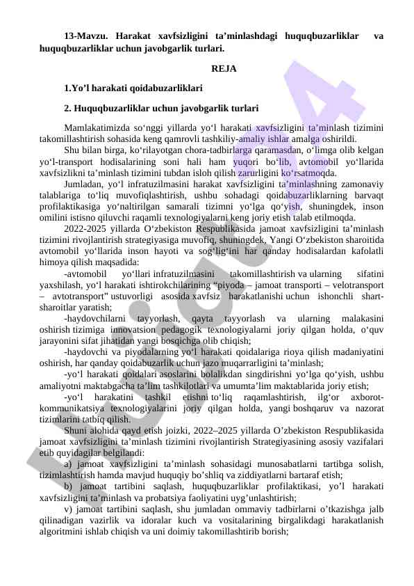 Yo'l harakati xavfsizligini ta'minlashdagi huquqbuzarliklar
